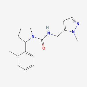 molecular formula C17H22N4O B7528008 2-(2-methylphenyl)-N-[(2-methylpyrazol-3-yl)methyl]pyrrolidine-1-carboxamide 
