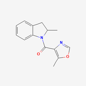 molecular formula C14H14N2O2 B7528014 (2-Methyl-2,3-dihydroindol-1-yl)-(5-methyl-1,3-oxazol-4-yl)methanone 