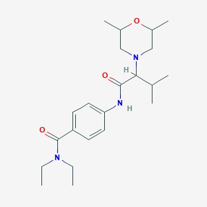 molecular formula C22H35N3O3 B7528037 4-[[2-(2,6-dimethylmorpholin-4-yl)-3-methylbutanoyl]amino]-N,N-diethylbenzamide 