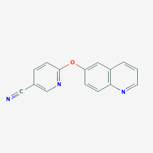 molecular formula C15H9N3O B7528090 6-Quinolin-6-yloxypyridine-3-carbonitrile 