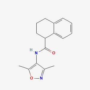 molecular formula C16H18N2O2 B7528228 N-(3,5-dimethyl-1,2-oxazol-4-yl)-1,2,3,4-tetrahydronaphthalene-1-carboxamide 