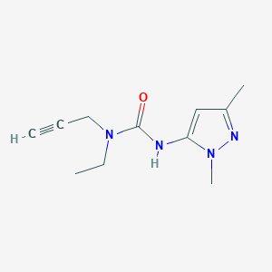 molecular formula C11H16N4O B7528259 3-(2,5-Dimethylpyrazol-3-yl)-1-ethyl-1-prop-2-ynylurea 