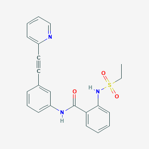 molecular formula C22H19N3O3S B7528288 2-(ethylsulfonylamino)-N-[3-(2-pyridin-2-ylethynyl)phenyl]benzamide 