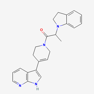 molecular formula C23H24N4O B7528376 2-(2,3-dihydroindol-1-yl)-1-[4-(1H-pyrrolo[2,3-b]pyridin-3-yl)-3,6-dihydro-2H-pyridin-1-yl]propan-1-one 