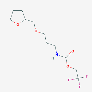 molecular formula C11H18F3NO4 B7528425 2,2,2-trifluoroethyl N-[3-(oxolan-2-ylmethoxy)propyl]carbamate 