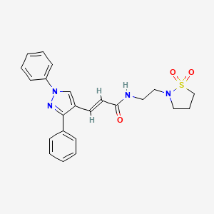 (E)-N-[2-(1,1-dioxo-1,2-thiazolidin-2-yl)ethyl]-3-(1,3-diphenylpyrazol-4-yl)prop-2-enamide