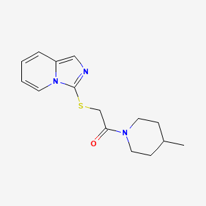 molecular formula C15H19N3OS B7528485 2-Imidazo[1,5-a]pyridin-3-ylsulfanyl-1-(4-methylpiperidin-1-yl)ethanone 