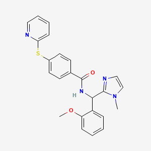 molecular formula C24H22N4O2S B7528525 N-[(2-methoxyphenyl)-(1-methylimidazol-2-yl)methyl]-4-pyridin-2-ylsulfanylbenzamide 