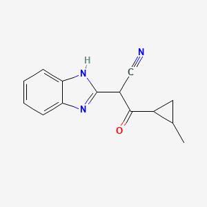 molecular formula C14H13N3O B7528552 2-(1H-benzimidazol-2-yl)-3-(2-methylcyclopropyl)-3-oxopropanenitrile 