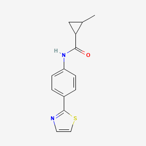 molecular formula C14H14N2OS B7528557 2-methyl-N-[4-(1,3-thiazol-2-yl)phenyl]cyclopropane-1-carboxamide 