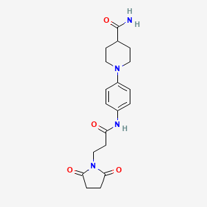 molecular formula C19H24N4O4 B7528608 1-[4-[3-(2,5-Dioxopyrrolidin-1-yl)propanoylamino]phenyl]piperidine-4-carboxamide 