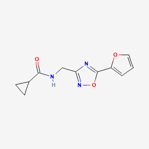 molecular formula C11H11N3O3 B7528641 N-{[5-(2-furyl)-1,2,4-oxadiazol-3-yl]methyl}cyclopropanecarboxamide 