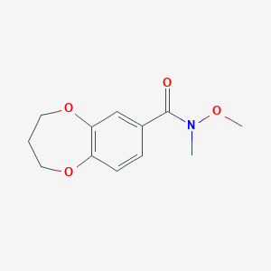 molecular formula C12H15NO4 B7528683 N-methoxy-N-methyl-3,4-dihydro-2H-1,5-benzodioxepine-7-carboxamide 