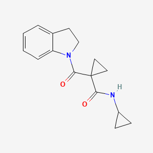 molecular formula C16H18N2O2 B7528700 N-cyclopropyl-1-(2,3-dihydroindole-1-carbonyl)cyclopropane-1-carboxamide 