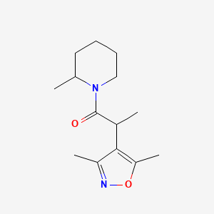 molecular formula C14H22N2O2 B7528748 2-(3,5-Dimethyl-1,2-oxazol-4-yl)-1-(2-methylpiperidin-1-yl)propan-1-one 