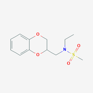 molecular formula C12H17NO4S B7528763 N-(2,3-dihydro-1,4-benzodioxin-3-ylmethyl)-N-ethylmethanesulfonamide 