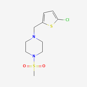 molecular formula C10H15ClN2O2S2 B7528771 1-[(5-Chlorothiophen-2-yl)methyl]-4-methylsulfonylpiperazine 