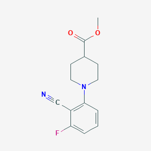 molecular formula C14H15FN2O2 B7528811 Methyl 1-(2-cyano-3-fluorophenyl)piperidine-4-carboxylate 