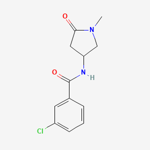 molecular formula C12H13ClN2O2 B7528846 3-chloro-N-(1-methyl-5-oxopyrrolidin-3-yl)benzamide 