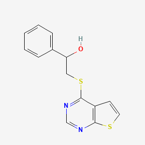 1-Phenyl-2-thieno[2,3-d]pyrimidin-4-ylsulfanylethanol