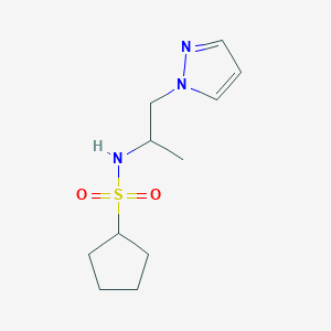 molecular formula C11H19N3O2S B7528901 N-(1-pyrazol-1-ylpropan-2-yl)cyclopentanesulfonamide 