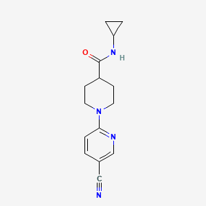 molecular formula C15H18N4O B7528941 1-(5-cyanopyridin-2-yl)-N-cyclopropylpiperidine-4-carboxamide 
