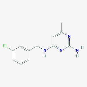 molecular formula C12H13ClN4 B7529028 4-N-[(3-chlorophenyl)methyl]-6-methylpyrimidine-2,4-diamine 