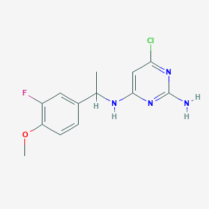 molecular formula C13H14ClFN4O B7529053 6-chloro-4-N-[1-(3-fluoro-4-methoxyphenyl)ethyl]pyrimidine-2,4-diamine 