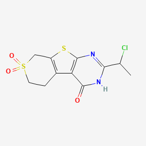 molecular formula C11H11ClN2O3S2 B7529100 5-(1-Chloroethyl)-11,11-dioxo-8,11lambda6-dithia-4,6-diazatricyclo[7.4.0.02,7]trideca-1(9),2(7),5-trien-3-one 