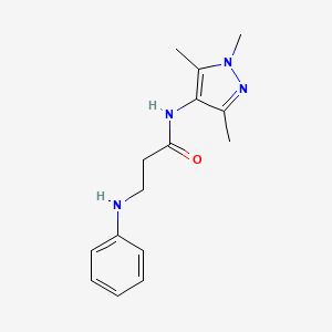 molecular formula C15H20N4O B7529117 3-anilino-N-(1,3,5-trimethylpyrazol-4-yl)propanamide 