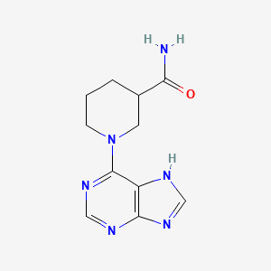 molecular formula C11H14N6O B7529141 1-(7H-purin-6-yl)piperidine-3-carboxamide 