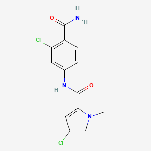 molecular formula C13H11Cl2N3O2 B7529193 N-(4-carbamoyl-3-chlorophenyl)-4-chloro-1-methylpyrrole-2-carboxamide 