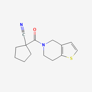 molecular formula C14H16N2OS B7529224 1-(6,7-dihydro-4H-thieno[3,2-c]pyridine-5-carbonyl)cyclopentane-1-carbonitrile 