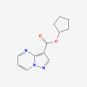 molecular formula C12H13N3O2 B7529237 Cyclopentyl pyrazolo[1,5-a]pyrimidine-3-carboxylate 