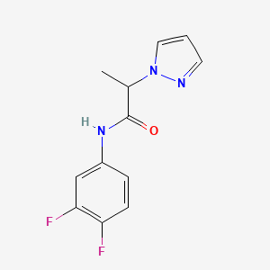 molecular formula C12H11F2N3O B7529246 N-(3,4-difluorophenyl)-2-pyrazol-1-ylpropanamide 