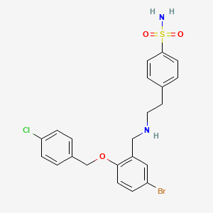 molecular formula C22H22BrClN2O3S B7529348 4-[2-[[5-Bromo-2-[(4-chlorophenyl)methoxy]phenyl]methylamino]ethyl]benzenesulfonamide 