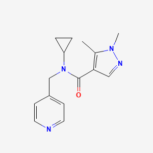 molecular formula C15H18N4O B7529351 N-cyclopropyl-1,5-dimethyl-N-(pyridin-4-ylmethyl)pyrazole-4-carboxamide 