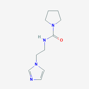 molecular formula C10H16N4O B7529386 N-(2-imidazol-1-ylethyl)pyrrolidine-1-carboxamide 