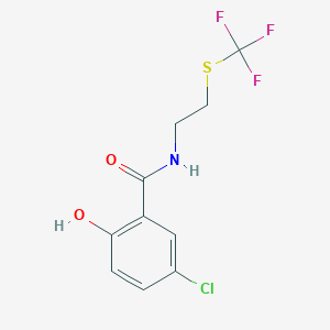 molecular formula C10H9ClF3NO2S B7529387 5-chloro-2-hydroxy-N-[2-(trifluoromethylsulfanyl)ethyl]benzamide 