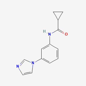 molecular formula C13H13N3O B7529402 N-(3-imidazol-1-ylphenyl)cyclopropanecarboxamide 