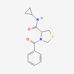 molecular formula C14H16N2O2S B7529418 3-benzoyl-N-cyclopropyl-1,3-thiazolidine-4-carboxamide 