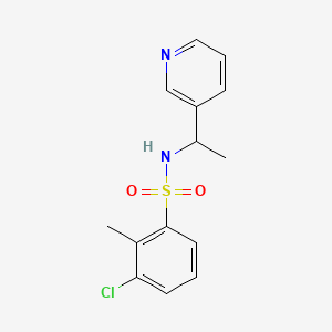 molecular formula C14H15ClN2O2S B7529423 3-chloro-2-methyl-N-[1-(pyridin-3-yl)ethyl]benzenesulfonamide 