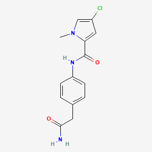 molecular formula C14H14ClN3O2 B7529462 N-[4-(2-amino-2-oxoethyl)phenyl]-4-chloro-1-methylpyrrole-2-carboxamide 
