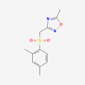molecular formula C12H14N2O3S B7529504 3-[(2,4-Dimethylphenyl)sulfonylmethyl]-5-methyl-1,2,4-oxadiazole 