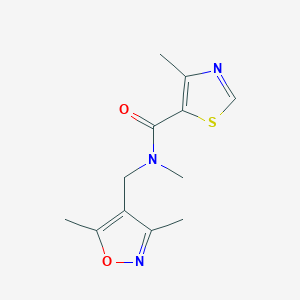 molecular formula C12H15N3O2S B7529517 N-[(3,5-dimethyl-1,2-oxazol-4-yl)methyl]-N,4-dimethyl-1,3-thiazole-5-carboxamide 