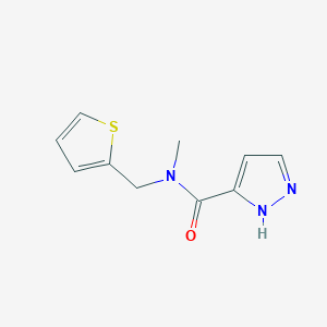 molecular formula C10H11N3OS B7529534 N-methyl-N-(thiophen-2-ylmethyl)-1H-pyrazole-5-carboxamide 