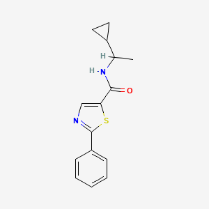 molecular formula C15H16N2OS B7529571 N-(1-cyclopropylethyl)-2-phenyl-1,3-thiazole-5-carboxamide 