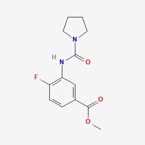 molecular formula C13H15FN2O3 B7529578 Methyl 4-fluoro-3-(pyrrolidine-1-carbonylamino)benzoate 