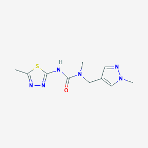 molecular formula C10H14N6OS B7529586 1-Methyl-1-[(1-methylpyrazol-4-yl)methyl]-3-(5-methyl-1,3,4-thiadiazol-2-yl)urea 