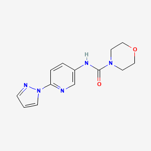 molecular formula C13H15N5O2 B7529601 N-(6-pyrazol-1-ylpyridin-3-yl)morpholine-4-carboxamide 